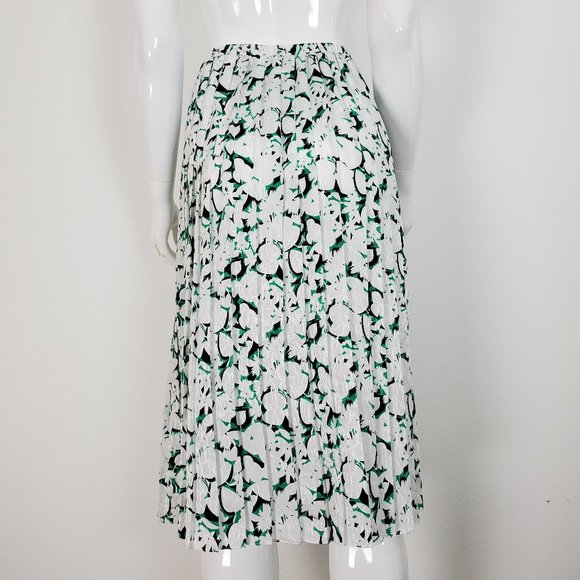 HELD Vintage 80's White Floral High Pleated Midi Skirt - Picture 4 of 8